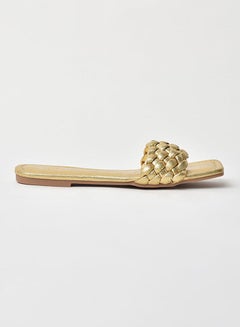 Slip-On Detail Flat Sandals Gold