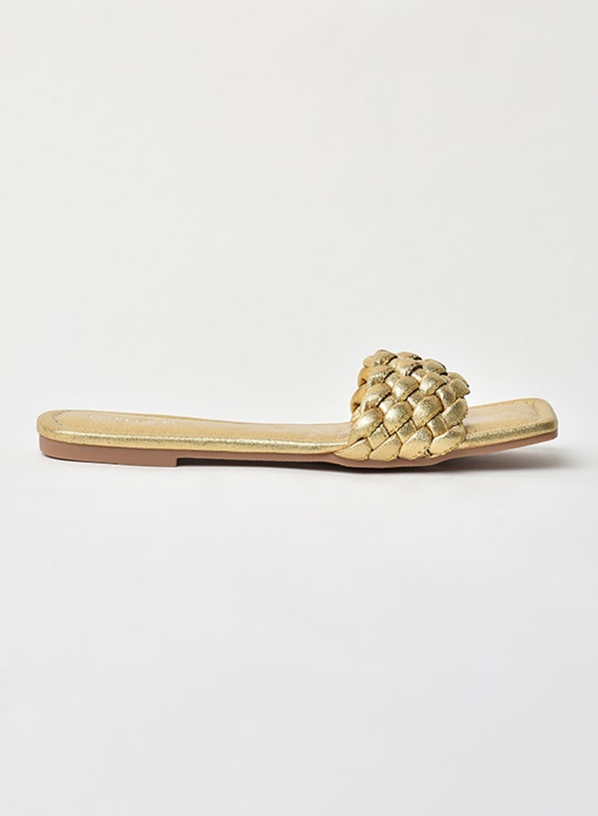 Aila - Slip-On Detail Flat Sandals Gold - Image 1