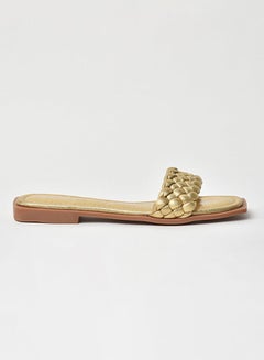 Slip-On Detail Flat Sandals Gold