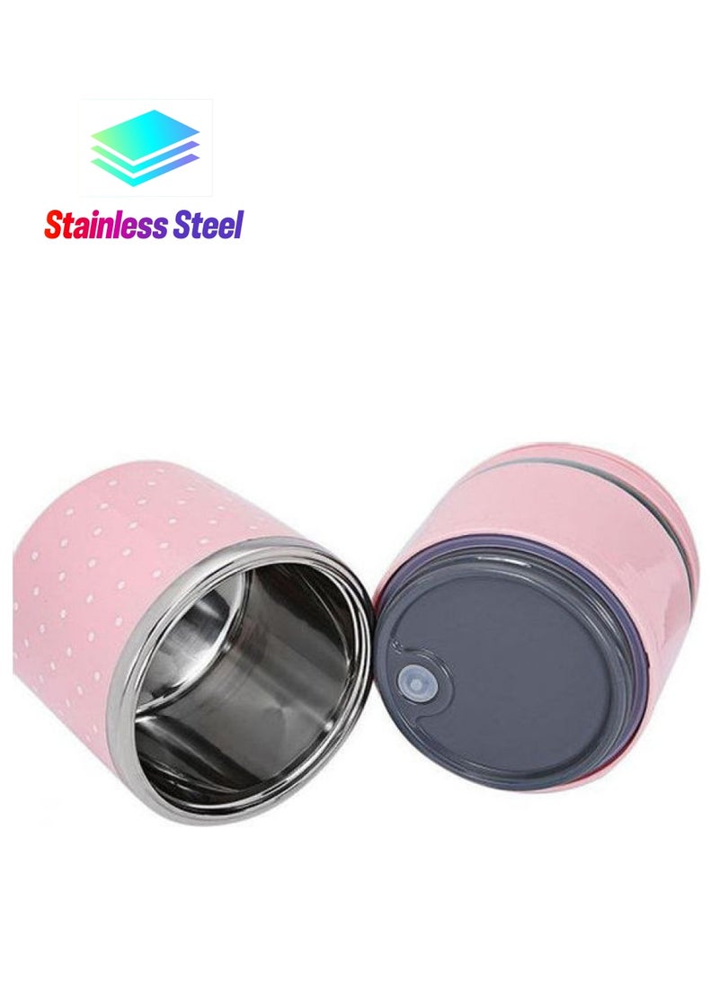 Portable Cute Mini Bento Box Leak-Proof Stainless Steel Thermal Lunch Boxs Kids Picnic Food Storage Container Pink 1100ml