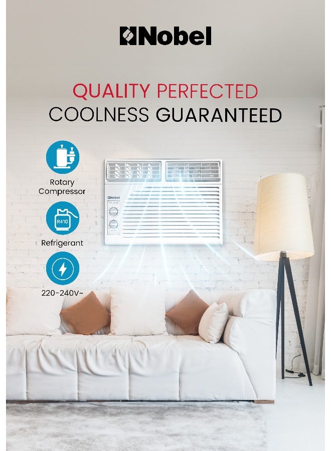 Nobel 1 Ton Window AC, Energy Efficient Cooling Air Conditioner with Rotary Compressor, R410A Refrigerant, 12,000 BTU, 1600W Power Input, Ideal for Small Rooms & Offices 1600 W NWAC12C White - Image 4