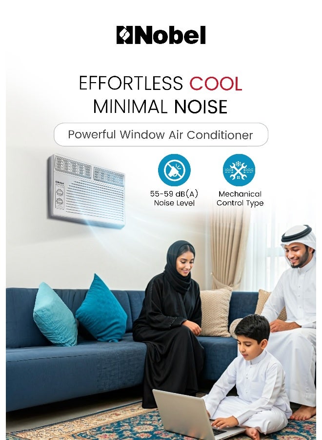 Nobel 1 Ton Window AC, Energy Efficient Cooling Air Conditioner with Rotary Compressor, R410A Refrigerant, 12,000 BTU, 1600W Power Input, Ideal for Small Rooms & Offices 1600 W NWAC12C White - Image 2