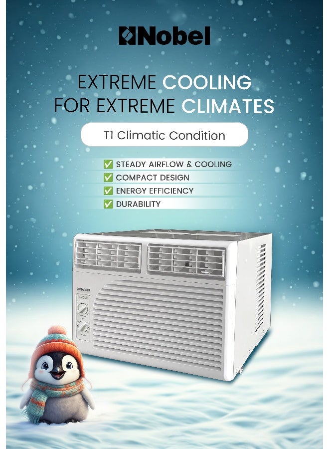 Nobel 1 Ton Window AC, Energy Efficient Cooling Air Conditioner with Rotary Compressor, R410A Refrigerant, 12,000 BTU, 1600W Power Input, Ideal for Small Rooms & Offices 1600 W NWAC12C White - Image 3