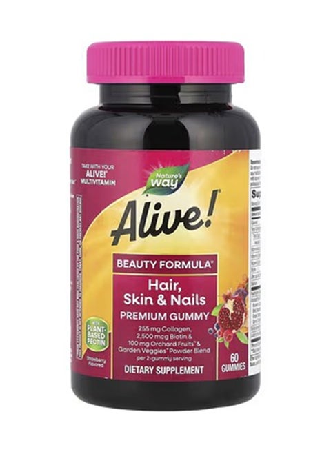 Hair, Skin & Nails Gummy, Strawberry Flavored 60 Gummies Packaging May Vary