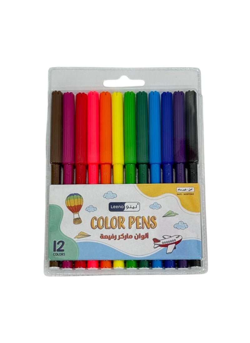 لينو طقم أقلام تلوين من 12 قطعة متعدد الألوان - Image 1