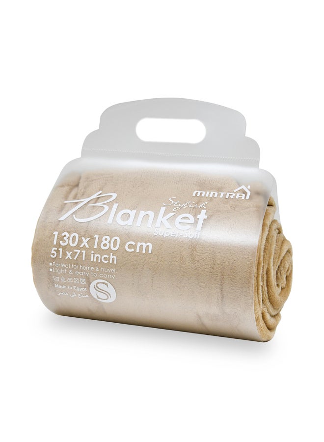 Mintra Lightweight Blanket Bed and Sofa 250 GSM Extra Soft Premium Microfiber Gold 130X180cm - Image 1