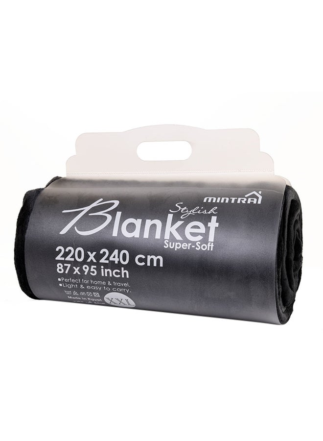 Mintra Lightweight Blanket Bed and Sofa 250 GSM Extra Soft Premium Microfiber Black 220X240cm