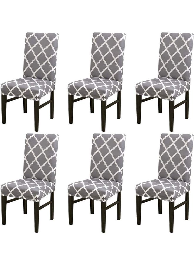 6-Piece High Back Stretchable Chair Cover Grey/White ‎34.4x21.8x5.6cm - pnsku/N48497021A/45/_/1703080422/f03317c2-40b6-4bdd-a557-95d019a17df5