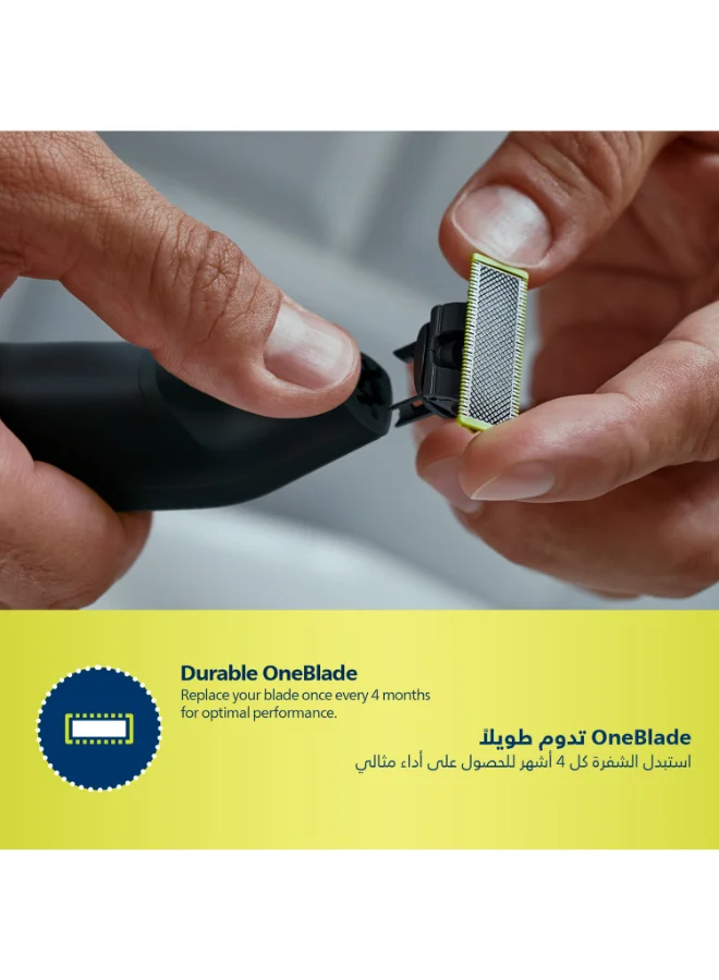 Philips OneBlade Pro QP6530/23,Wet & Dry Use,Trim, Edge & Shave Any Length of Hair| 12-Length Precision Comb, Dual-Sided Blade,90min Cordless Use Black