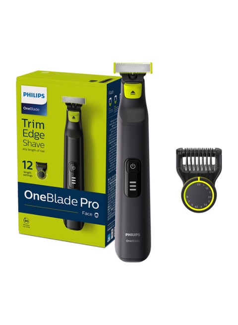 OneBlade Pro QP6530/23,Wet & Dry Use,Trim, Edge & Shave Any Length of Hair| 12-Length Precision Comb, Dual-Sided Blade,90min Cordless Use Black