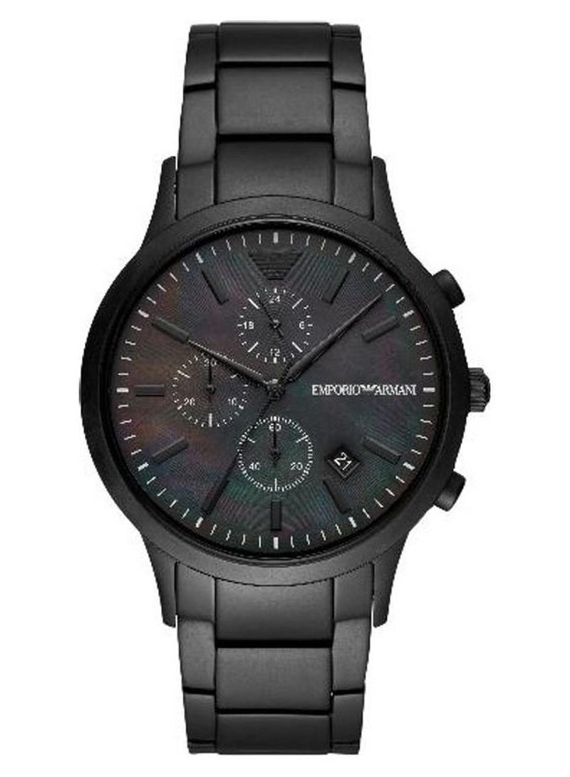 امبوريو ارماني ساعة يد كرونوغراف - قياس 43 مم - لون أسود للرجال - Image 1
