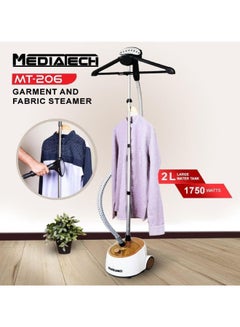 Media Tech Garment Steamer Powerful Steam, 4 Speeds , 360 Rotary Wheels, Iron For 80 minutes, Perfect for All Fabrics, Time-Saving, 2.1 L 1750 W MT-206 Gold/White  - Image 4