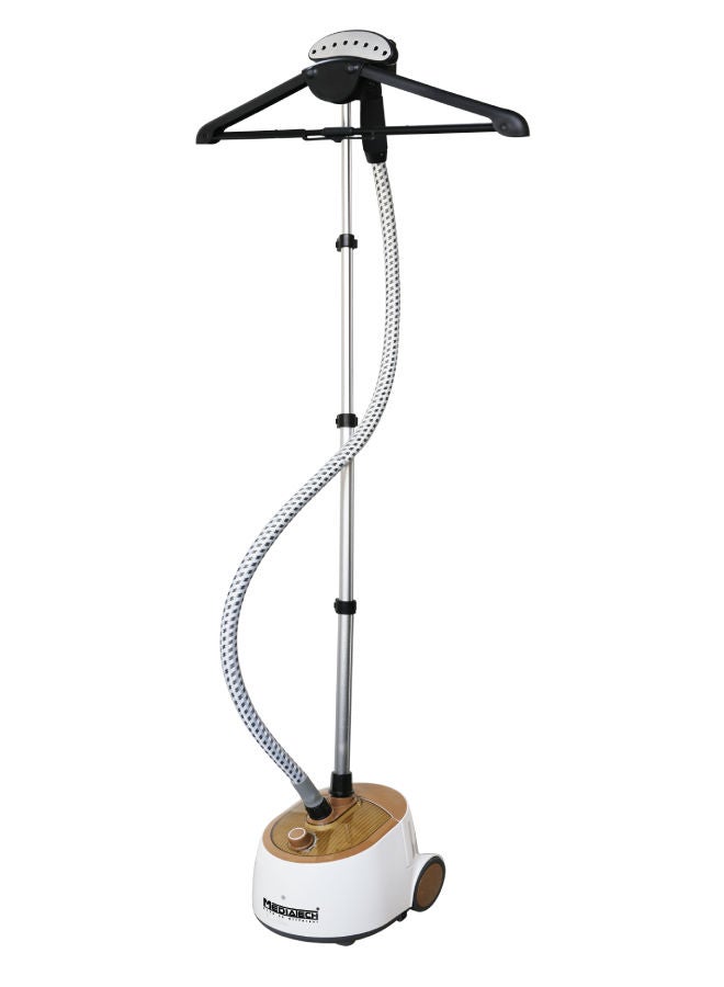 Media Tech - Garment Steamer Powerful Steam, 4 Speeds , 360 Rotary Wheels, Iron For 80 minutes, Perfect for All Fabrics, Time-Saving, 2.1 L 1750 W MT-206 Gold/White - Image 1