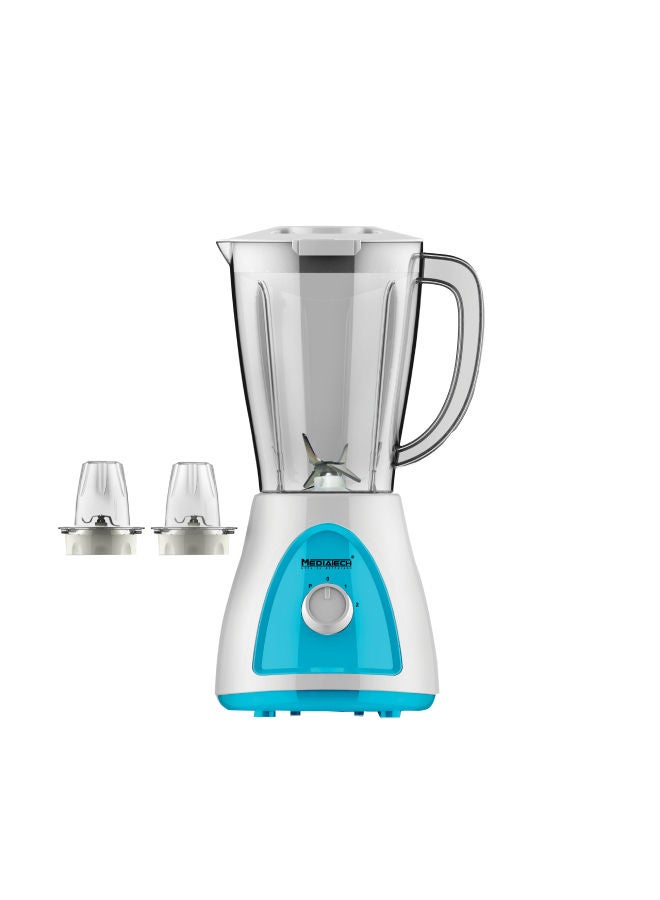 Mediatech Smoothie Blender maker, Copper Motor, Grinder and Grater, 2 speed + Pluse Function, Ice Crush Function Stainless Steel blades, 1.5 L 400 W MT-B16 Multicolour  - Image 3