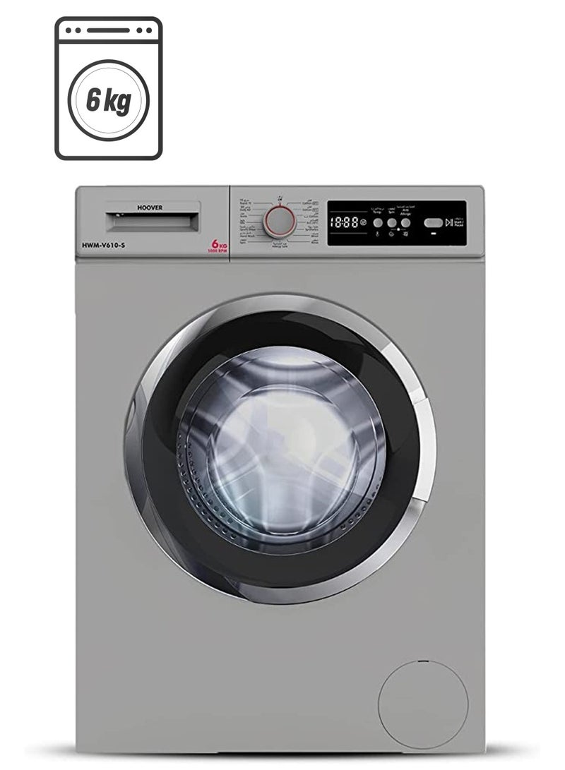 هوفر - غسالة أوتوماتيكية بالكامل ذات تحميل أمامي HWM-V610-S فضي - Image 1