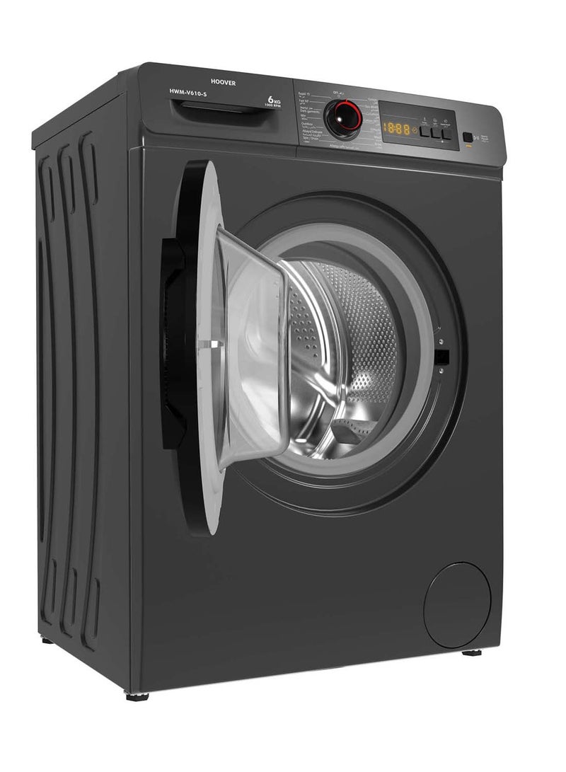 HOOVER 6 Kg Front Load Fully Automatic Washing Machine, 1000 Rpm 15 Programs, Electronic Control System, Easy To Operate Clothes Washer, Made In Turkey HWM-V610-S Silver - Image 3