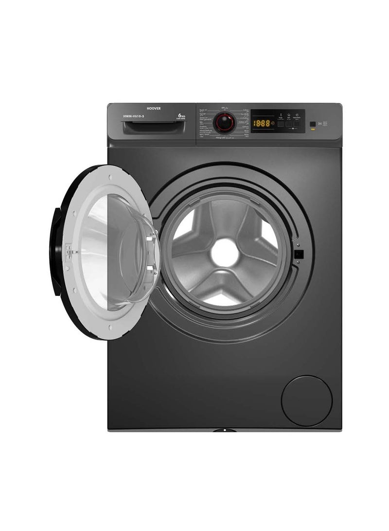 HOOVER 6 Kg Front Load Fully Automatic Washing Machine, 1000 Rpm 15 Programs, Electronic Control System, Easy To Operate Clothes Washer, Made In Turkey HWM-V610-S Silver - Image 2