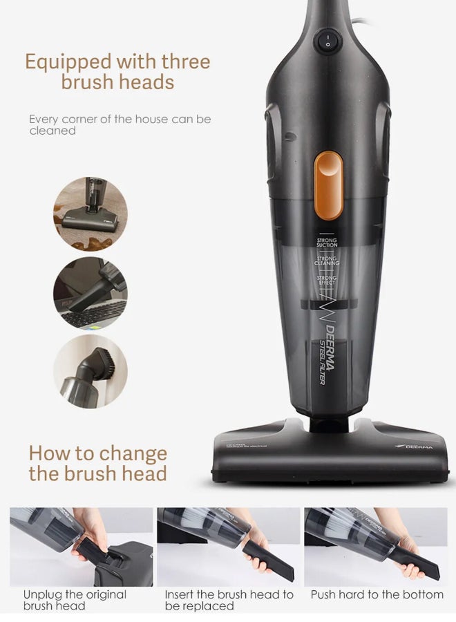 Deerma Lightweight Handheld and Upright 2 in 1 Portable Vacuum Cleaner For Home Hard Floor Carpet with Productive HEPA filtration 600 W DX115C Black - Image 2