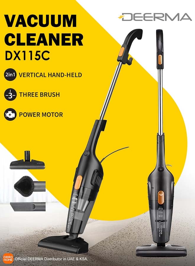 Lightweight Handheld and Upright 2 in 1 Portable Vacuum Cleaner For Home Hard Floor Carpet with Productive HEPA filtration 600 W DX115C Black