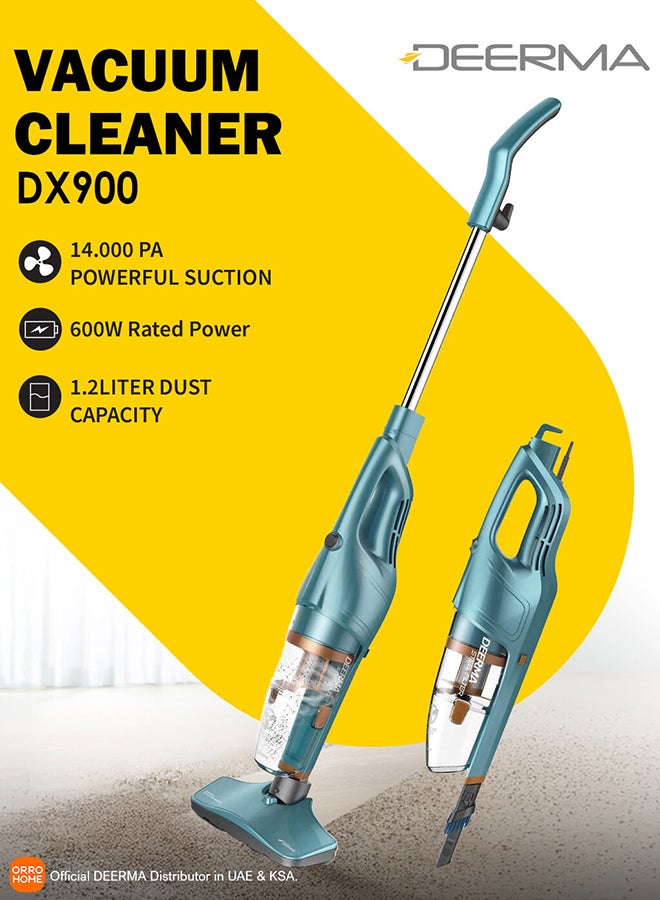 Deerma Portable Corded Upright and Mini Handheld Vacuum Cleaner, Stainless Steel Filter with Flexible 180° Rotation Swivel Steering Design Light weight 600 W DX900 green  - Image 1