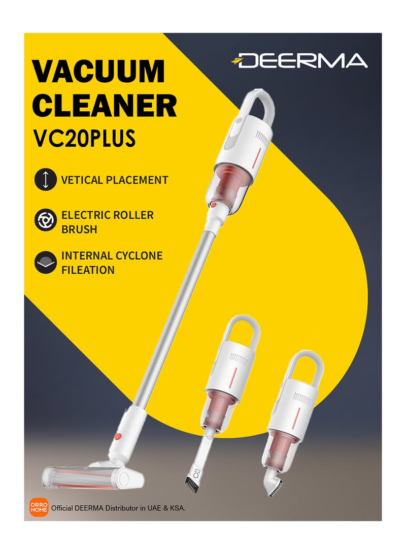 Deerma Handheld Cordless Vacuum Cleaner Autovertical Stick with Impressive Strong Endurance Suitable for Cleaning Floor, Sofa, Ceiling, Car 160 W VC20 Plus White/Red  - Image 1
