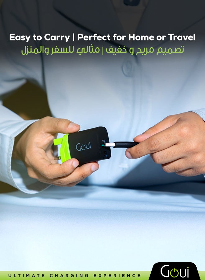 Goui 20W Mini PD Wall Charger | Compact Travel-Friendly Dual-Port Wall  Charger with Power Delivery (PD) and Qualcomm Quick Charge (QC) Technology for Fast Charging of Smartphones, Tablets, and USB Devices Black - Image 2