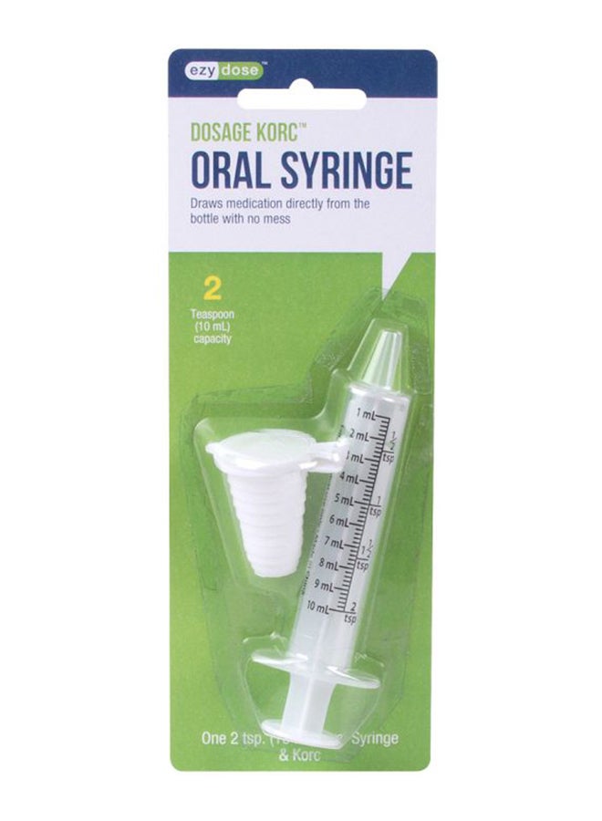 Ezy Dose Oral Syringe With Dosage Korc Draws Medication With No Mess 10Ml/2Tsp Capacity - Image 1