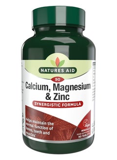 Natures Aid Calcium Magnesium + Zinc Synergistic Formula Helps Maintain Normal Function Of Bones Teeth And Muscles 90 Tablets  - Image 1