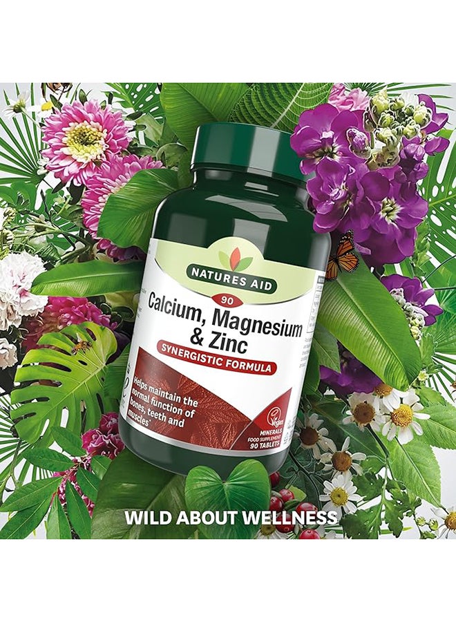 Natures Aid - Calcium Magnesium + Zinc Synergistic Formula Helps Maintain Normal Function Of Bones Teeth And Muscles 90 Tablets - Image 1
