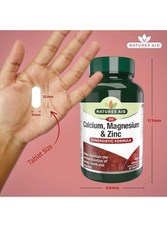 Natures Aid Calcium Magnesium + Zinc Synergistic Formula Helps Maintain Normal Function Of Bones Teeth And Muscles 90 Tablets  - Image 4
