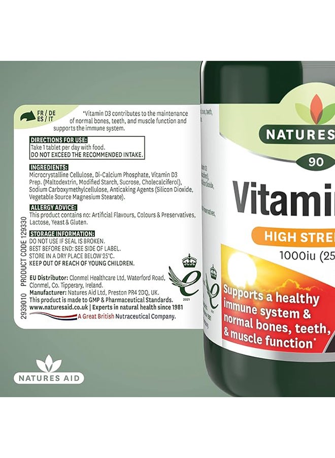 Natures Aid - Vitamin D3 1000Iu Supports A Healthy Immune System And Normal Bone Teeth And Muscle Function  90 Tablets - Image 1