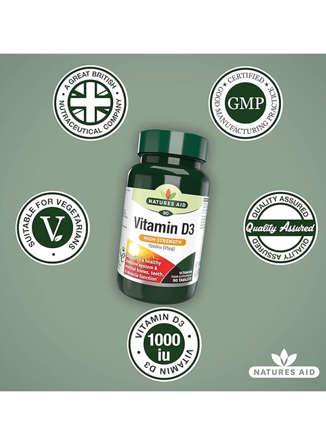 Natures Aid - Vitamin D3 1000Iu Supports A Healthy Immune System And Normal Bone Teeth And Muscle Function  90 Tablets - Image 1
