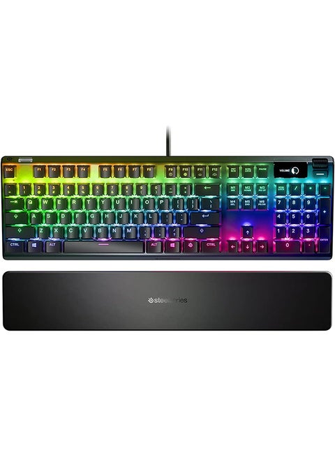 SteelSeries Apex 7 - لوحة مفاتيح ميكانيكية للألعاب - شاشة OLED - مفاتيح حمراء - تخطيط أمريكي (QWERTY)