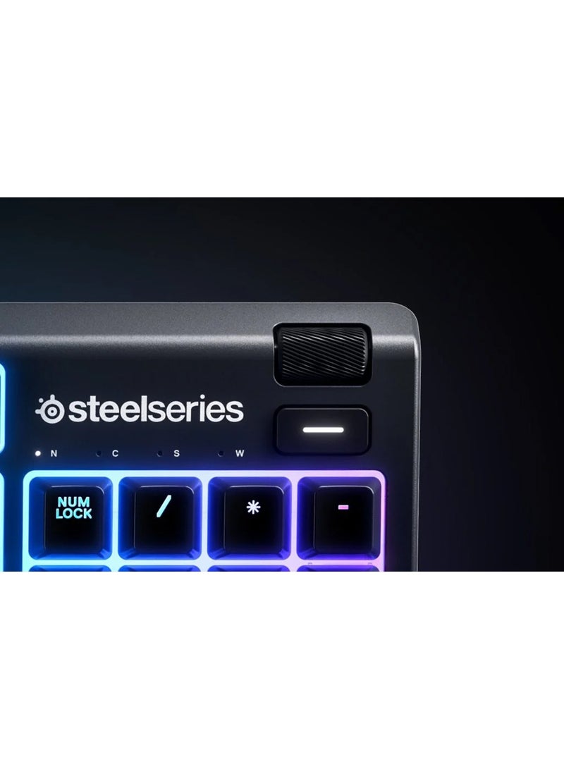 steelseries - Apex 3 Water Resistant Gaming Keyboard, Premium Magnetic Wrist Rest, Whisper Quiet Gaming Switch, 10-Zone RGB Illumination, Anti-Ghosting, English US Layout, Black | 64795 - Image 1