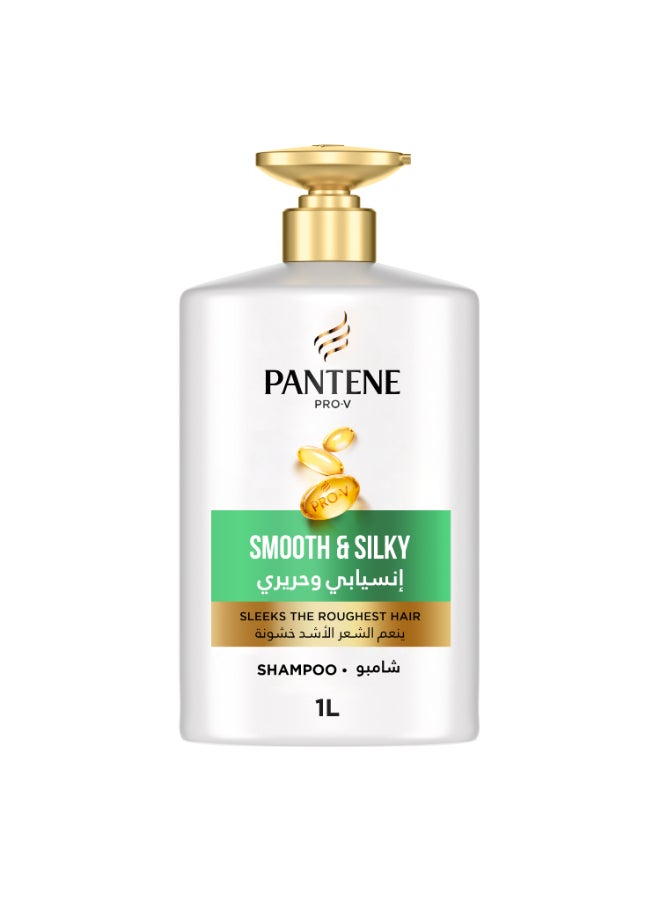 Pantene Pro-V Smooth And Silky Shampoo Sleeks Roughest Hair 1litre - Image 1