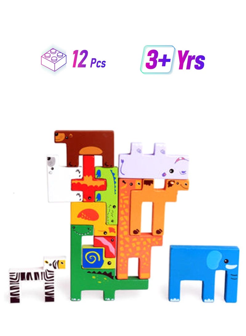 MissTiara MTZAOJIAO48 12-Piece Creative Animal Building Blocks 12 3+ Years  - Image 1