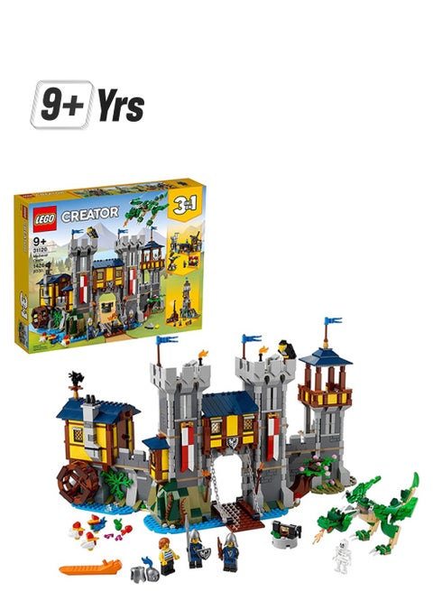 6333048 6333048 Creator 3In1 Medieval Castle 31120 Building Kit; Castle With Moat And Drawbridge, Featuring A Dragon Toy And 3 Minifigures; Cool Toys For Kids Who Love Lego Sets And Imaginative Play (1,426 Pieces) 9+ Years 1426 9+ Years