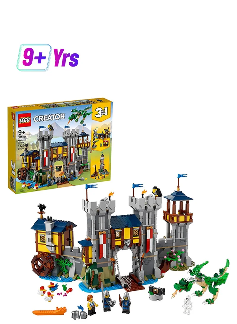 ليغو 6333048 Creator 3In1 Medieval Castle 31120 Building Kit; Castle With Moat And Drawbridge, Featuring A Dragon Toy And 3 Minifigures; Cool Toys For Kids Who Love Lego Sets And Imaginative Play (1,426 Pieces) 9+ Years