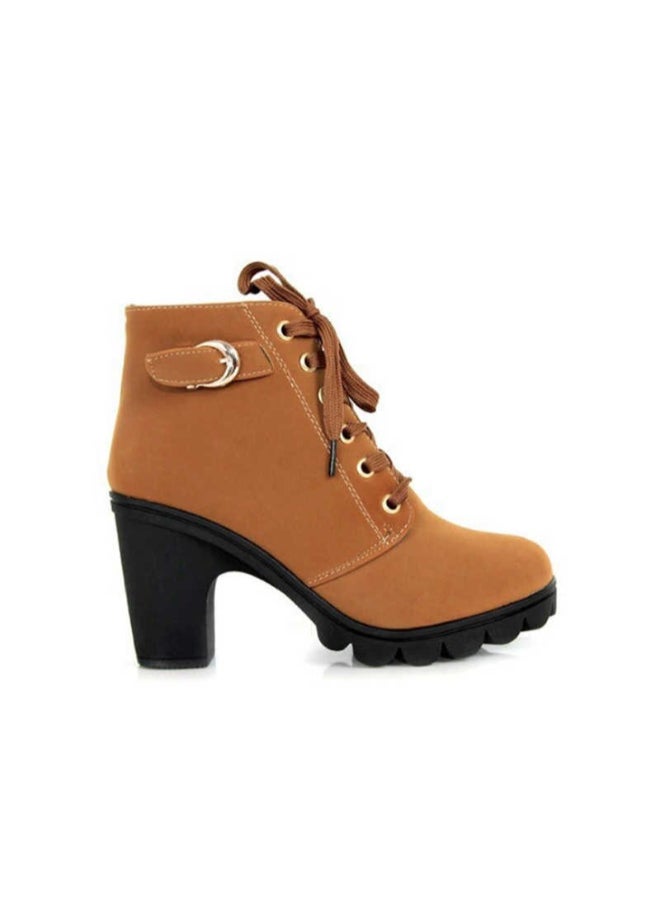 Generic - Marten Zipper Heel Ankle Boots Brown - Image 1