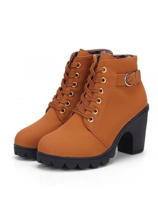 Generic - Marten Zipper Heel Ankle Boots Brown - Image 1