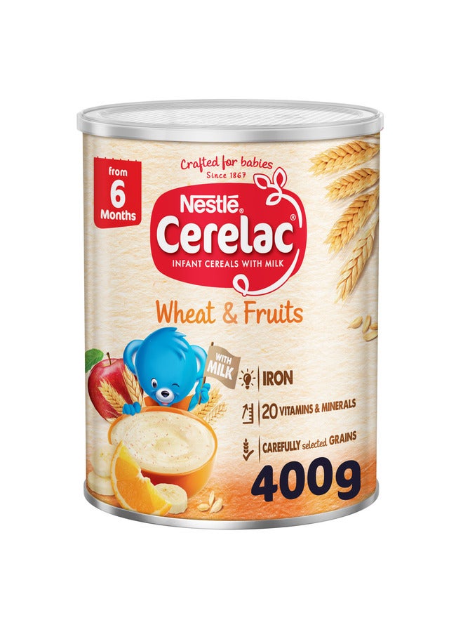 Cerelac Infant Cereal Tin With Wheat And Fruits 400grams - Image 1