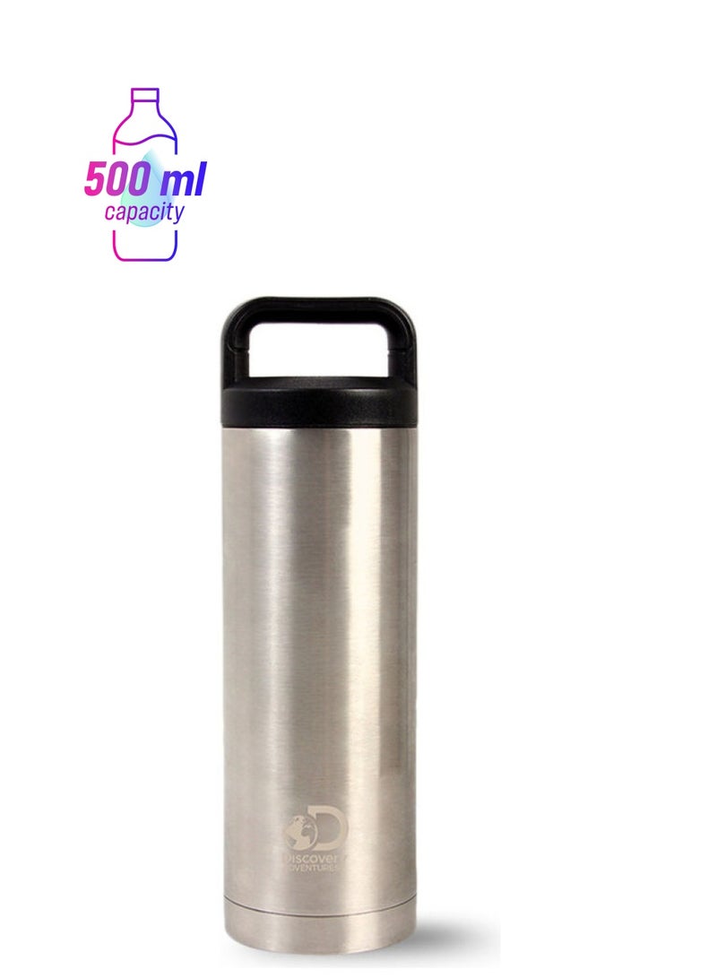 ديسكفري زجاجة مياه حرارية من الستانلس ستيل سعة 500 مل فضي - Image 1