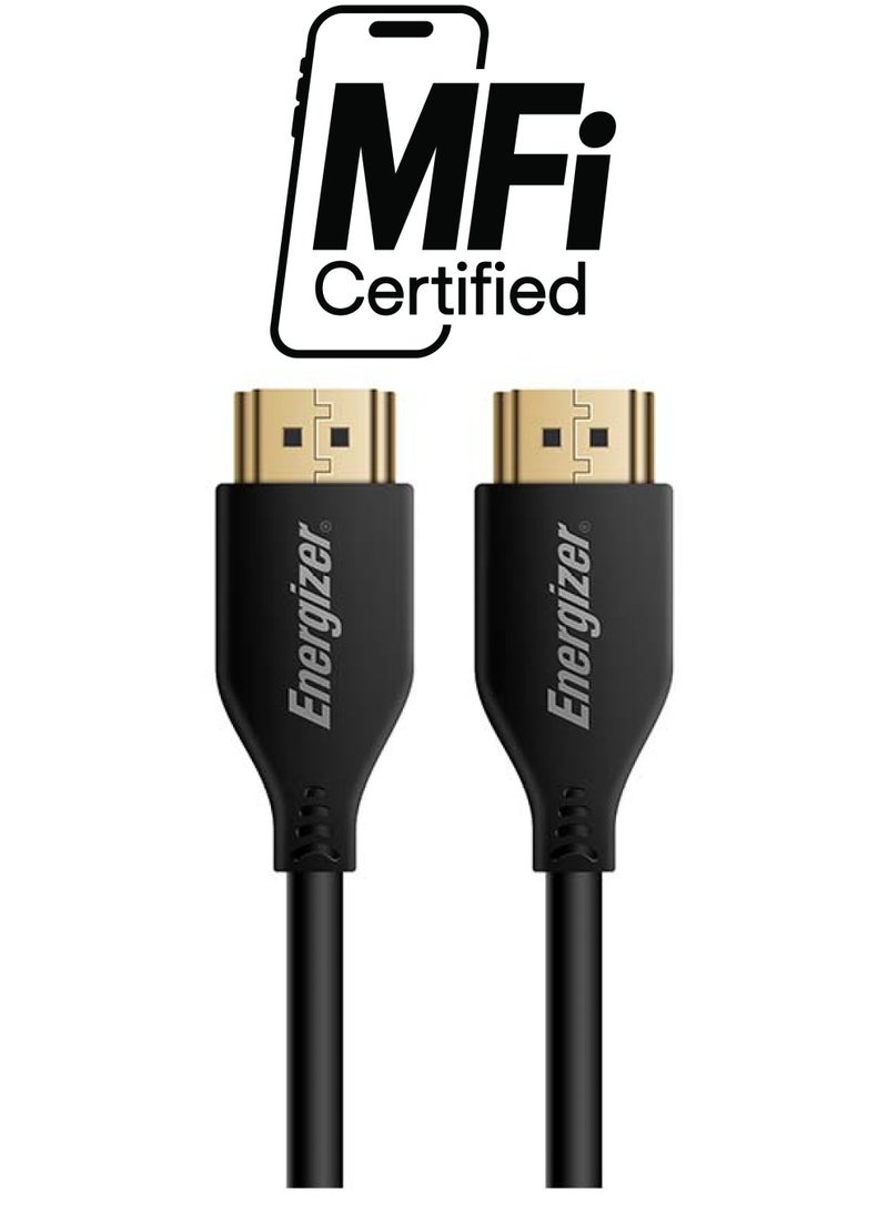 Energizer Classic HDMI Cable 4K 2M HDMI 2.0 18Gbps High-Speed 4K At 60Hz HDMI To HDMI Video Wire Ultra HD 3D 4K HDMI Cord Braided Compatible With MacBook Pro UHD TV Nintendo Switch Xbox PlayStation PS5/4 PC Laptop -2M Black  - Image 1