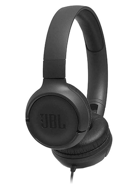 Tune 500 Wired On-Ear Headphones - Deep Pure Bass - 1 Button Remote - Lightweight - Foldable - Tangle Free Cable Black