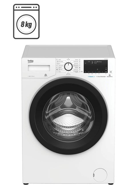 8 kg Front Load Washing Machine, 1400 RPM, 15 Programmes, Low Noise, Quick wash 14/28 Minutes, SteamCure Wash, Digital Display, DrumClean Function, 10 Years Warranty on ProSmart Inverter Motor 0 W WTV8736XW White