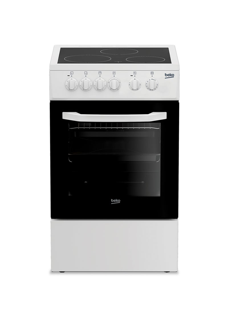 Beko 50x50Cm, 3 Vitroceramic Zones Electric Cooking Range, 4 Oven Functions , Glass Burner Plate Design CSS48100GW White - Image 1