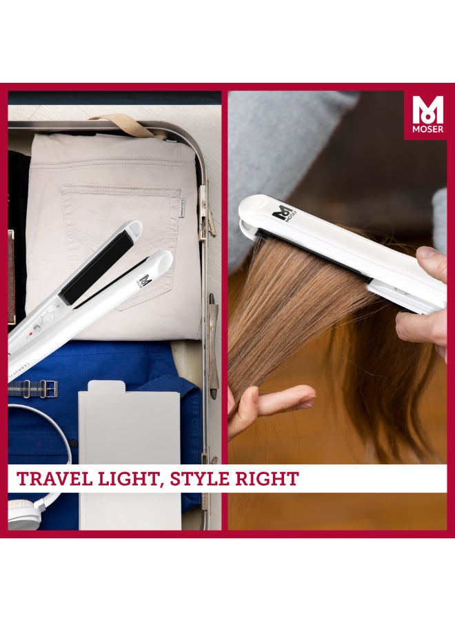 MOSER - Professional Cerastyle Hair Starightener For Women Ultra-Fast Heat-Up Time For Quick Usage Perfect Hair Starightener For Frizzy Curly Hair- White 4417-0151 White 33cm - Image 1