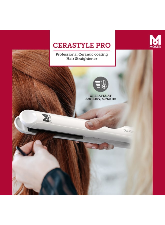MOSER - Professional Cerastyle Hair Starightener For Women Ultra-Fast Heat-Up Time For Quick Usage Perfect Hair Starightener For Frizzy Curly Hair- White 4417-0151 White 33cm - Image 1