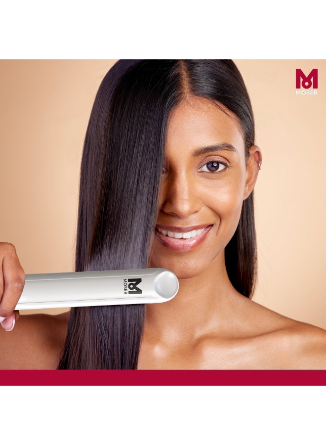 MOSER - Professional Cerastyle Hair Starightener For Women Ultra-Fast Heat-Up Time For Quick Usage Perfect Hair Starightener For Frizzy Curly Hair- White 4417-0151 White 33cm - Image 1