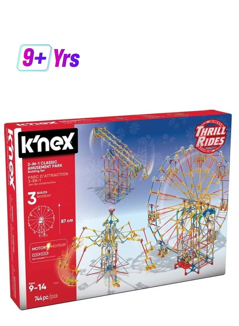 K'NEX 17035 744-Piece Thrill Rides 3 In 1 Amusement Park Building Set 744 9+ Years - Image 1